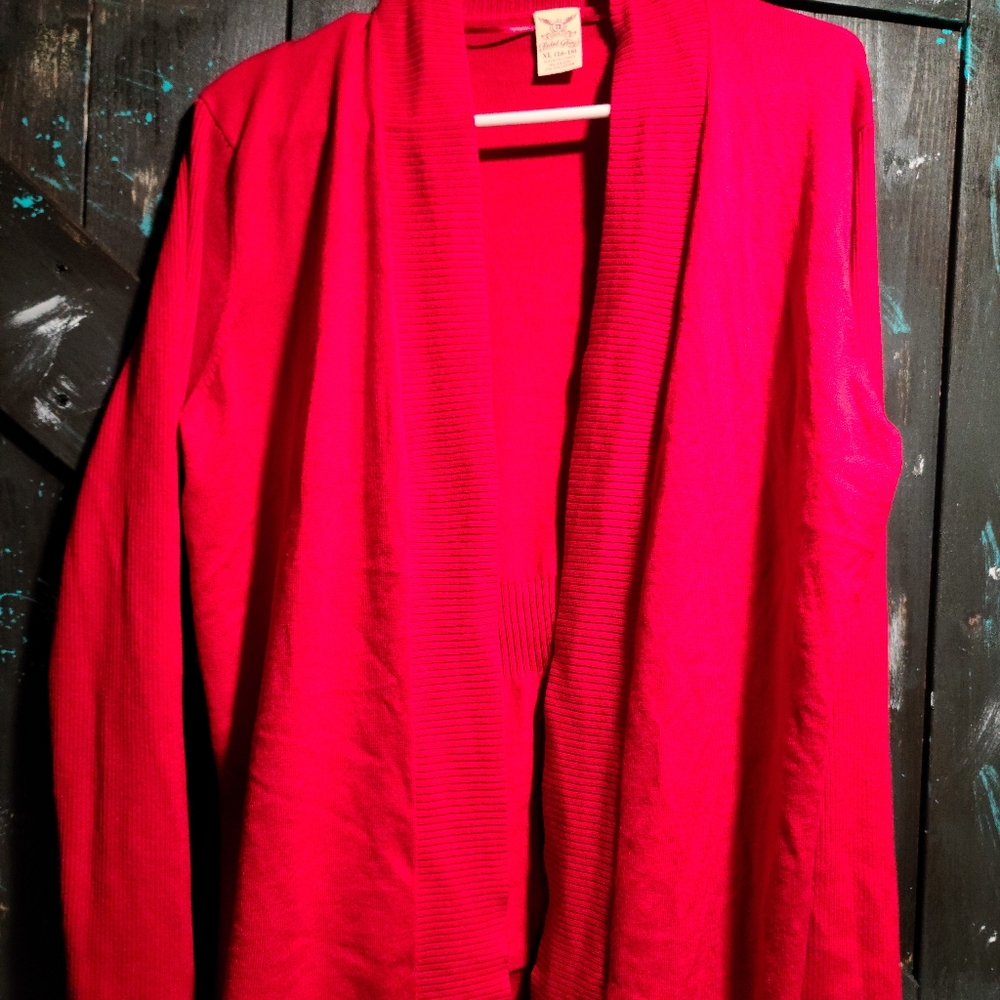 Red cardigan